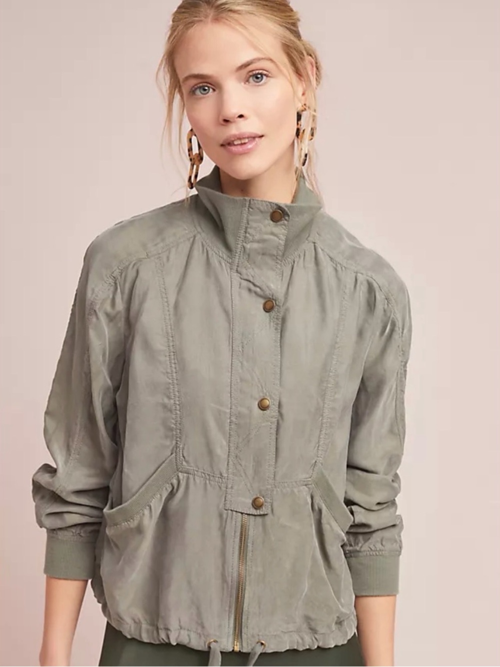 Marrakech Draped Utility Jacket - Light Olive